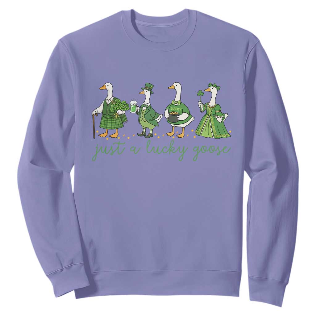 Just A Lucky Goose Sweatshirt Funny St Patricks Day Irish Gift TS12 Violet Print Your Wear