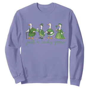 Just A Lucky Goose Sweatshirt Funny St Patricks Day Irish Gift TS12 Violet Print Your Wear