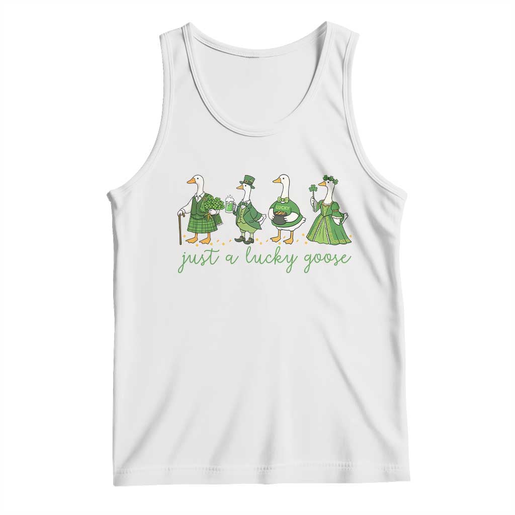 Just A Lucky Goose Tank Top Funny St Patricks Day Irish Gift TS12 White Print Your Wear