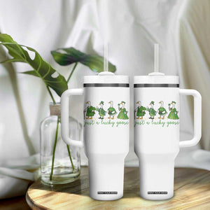 Just A Lucky Goose Tumbler With Handle Funny St Patricks Day Irish Gift TS12 Print Your Wear