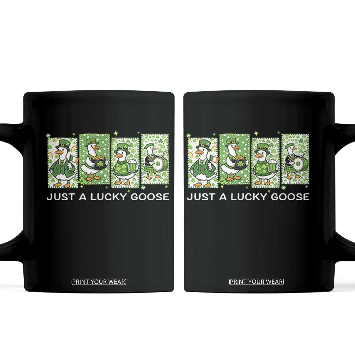 Just A Lucky Goose Coffee Mug Funny Irish Crew St Patricks Day TS12 Black Print Your Wear