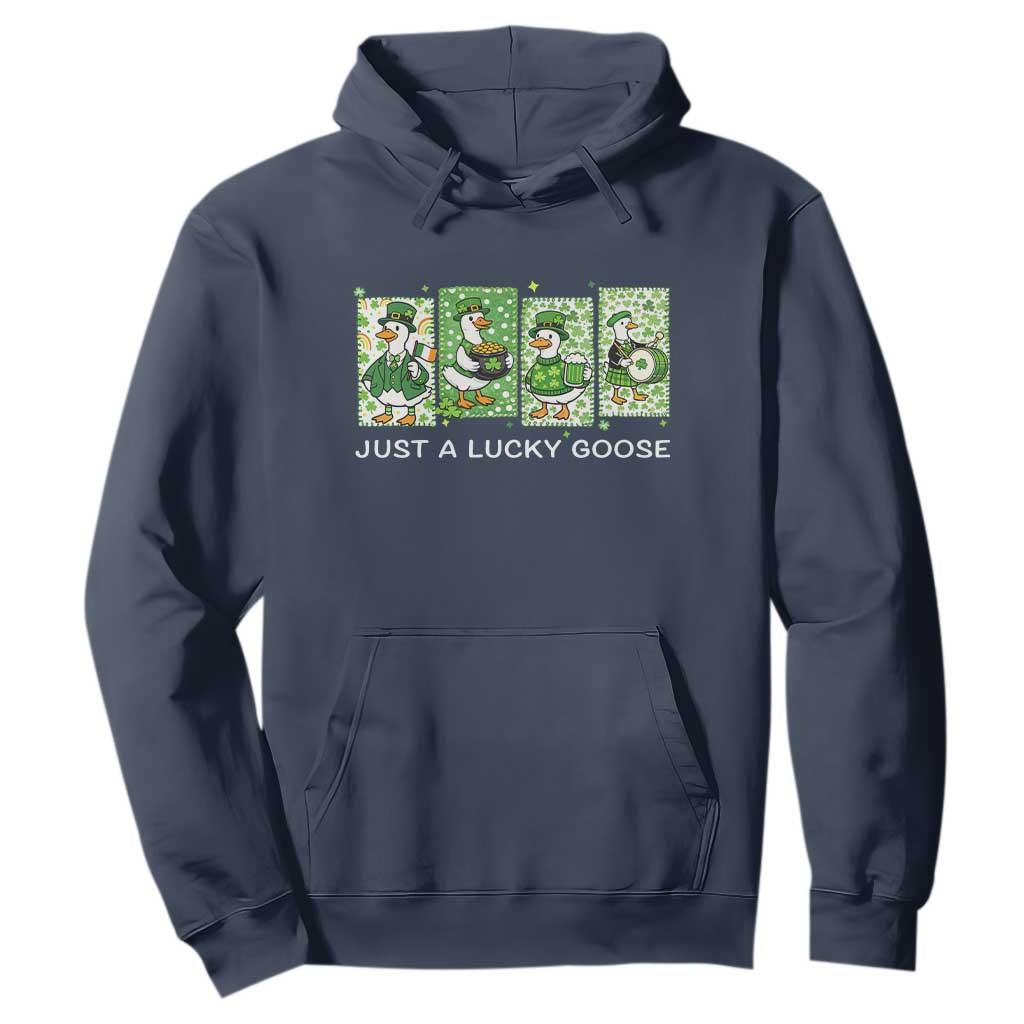 Just A Lucky Goose Hoodie Funny Irish Crew St Patricks Day TS12 Navy Print Your Wear