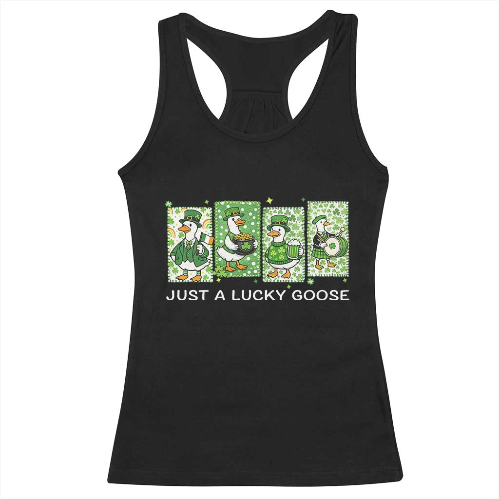 Just A Lucky Goose Racerback Tank Top Funny Irish Crew St Patricks Day TS12 Black Print Your Wear