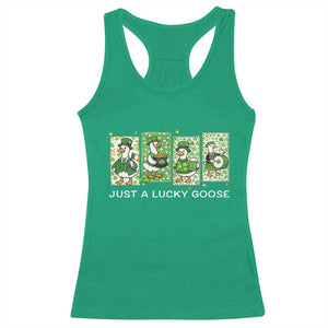 Just A Lucky Goose Racerback Tank Top Funny Irish Crew St Patricks Day TS12 Irish Green Print Your Wear