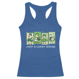 Just A Lucky Goose Racerback Tank Top Funny Irish Crew St Patricks Day TS12 Royal Blue Print Your Wear