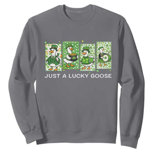 Just A Lucky Goose Sweatshirt Funny Irish Crew St Patricks Day TS12 Charcoal Print Your Wear