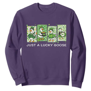 Just A Lucky Goose Sweatshirt Funny Irish Crew St Patricks Day TS12 Purple Print Your Wear