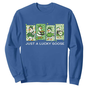 Just A Lucky Goose Sweatshirt Funny Irish Crew St Patricks Day TS12 Royal Blue Print Your Wear