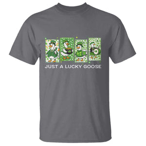 Just A Lucky Goose T Shirt Funny Irish Crew St Patricks Day TS12 Charcoal Print Your Wear