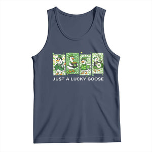 Just A Lucky Goose Tank Top Funny Irish Crew St Patricks Day TS12 Navy Print Your Wear