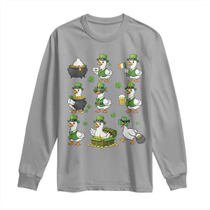 St Patricks Day Goose Crew Irish Celebration Long Sleeve Shirt TS12 Sport Gray Print Your Wear