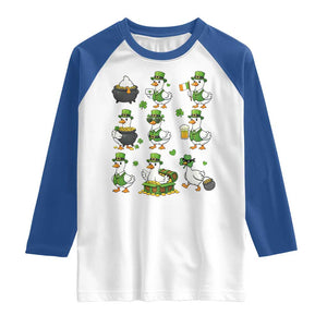 St Patricks Day Goose Crew Irish Celebration Raglan Shirt TS12 White Royal Print Your Wear