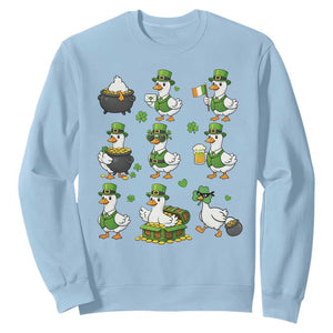 St Patricks Day Goose Crew Irish Celebration Sweatshirt TS12 Light Blue Print Your Wear