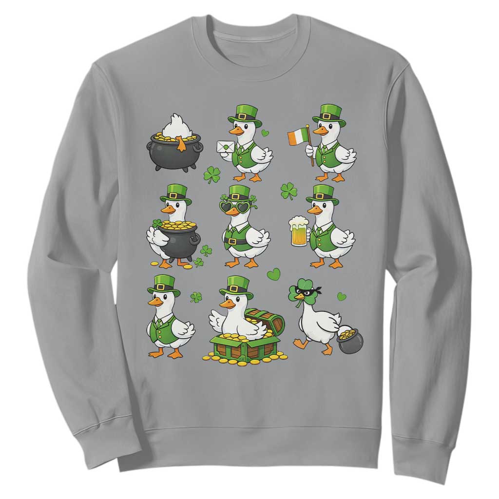 St Patricks Day Goose Crew Irish Celebration Sweatshirt TS12 Sport Gray Print Your Wear