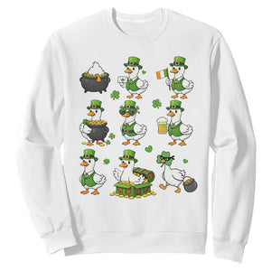 St Patricks Day Goose Crew Irish Celebration Sweatshirt TS12 White Print Your Wear