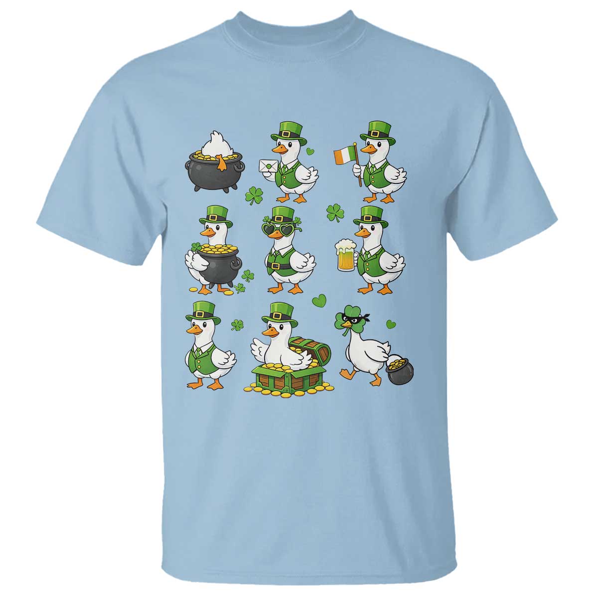 St Patricks Day Goose Crew Irish Celebration T Shirt TS12 Light Blue Print Your Wear