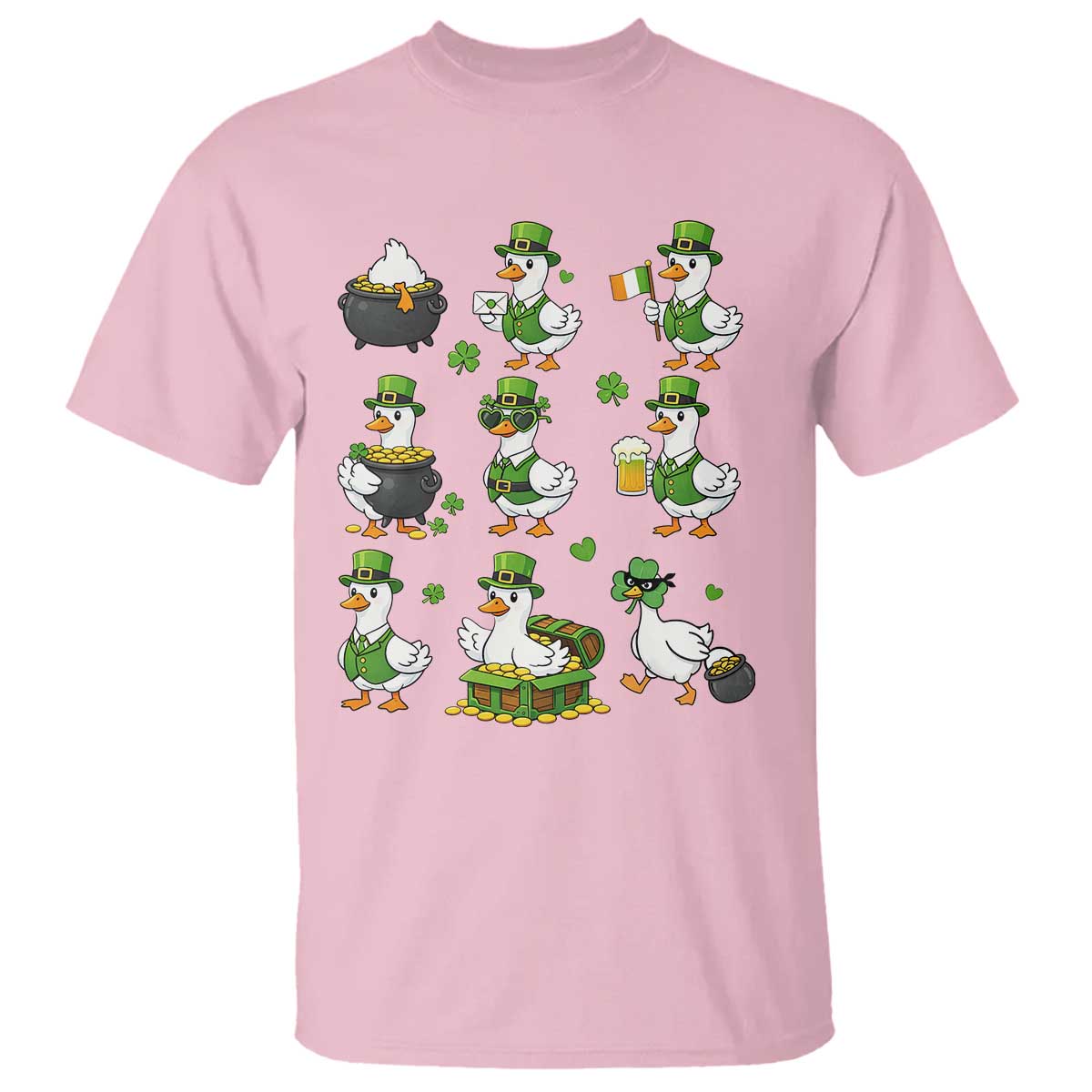 St Patricks Day Goose Crew Irish Celebration T Shirt TS12 Light Pink Print Your Wear