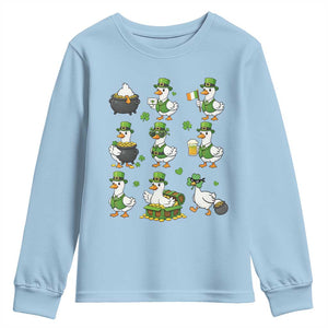 St Patricks Day Goose Crew Irish Celebration Youth Sweatshirt TS12 Light Blue Print Your Wear