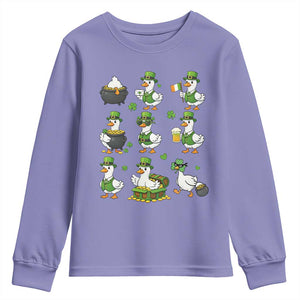 St Patricks Day Goose Crew Irish Celebration Youth Sweatshirt TS12 Violet Print Your Wear