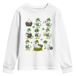 St Patricks Day Goose Crew Irish Celebration Youth Sweatshirt TS12 White Print Your Wear