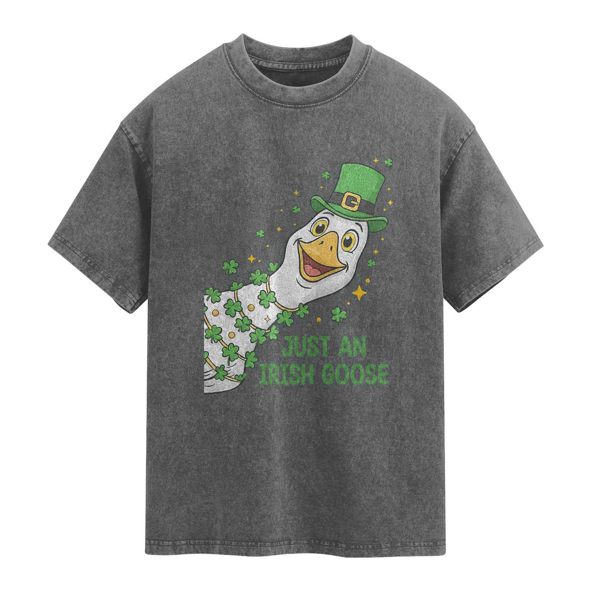 Just An Irish Goose Washed Cotton T-Shirt Funny St Patricks Day