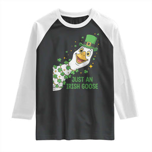 Just An Irish Goose Raglan Shirt Funny St Patricks Day TS12 Black White Print Your Wear