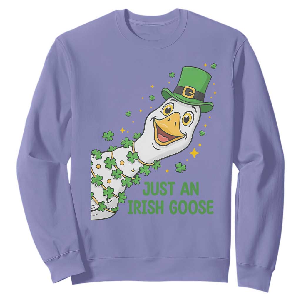 Just An Irish Goose Sweatshirt Funny St Patricks Day TS12 Violet Print Your Wear