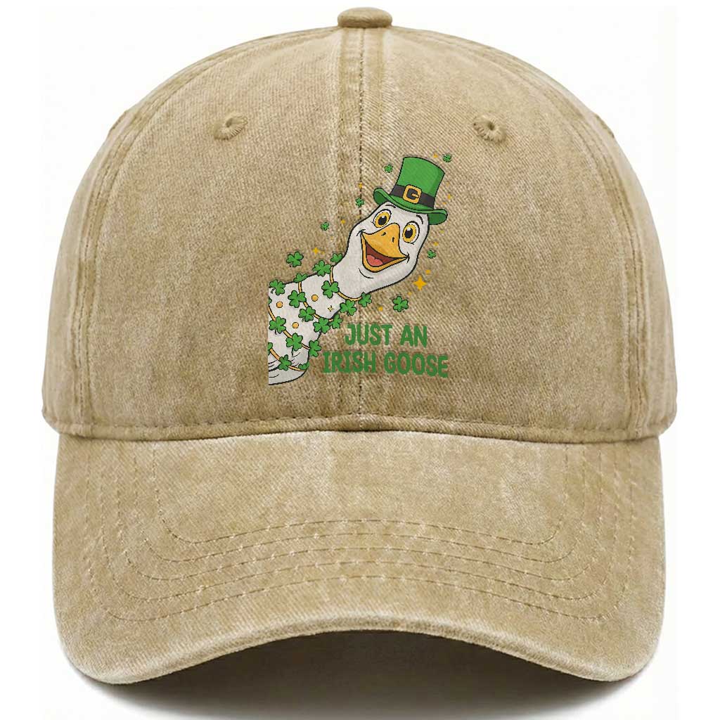 Just An Irish Goose Washed Cotton Baseball Cap Funny St Patricks Day TS12 Print Your Wear
