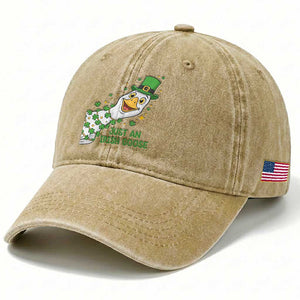 Just An Irish Goose Washed Cotton Baseball Cap Funny St Patricks Day TS12 Print Your Wear