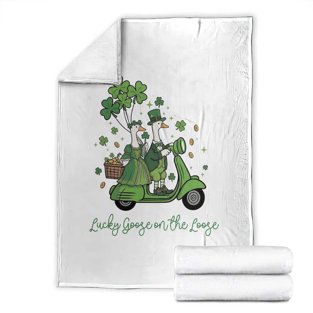 Lucky Goose On The Loose Throw Blanket St Patricks Day Irish Pride TS12 White Print Your Wear