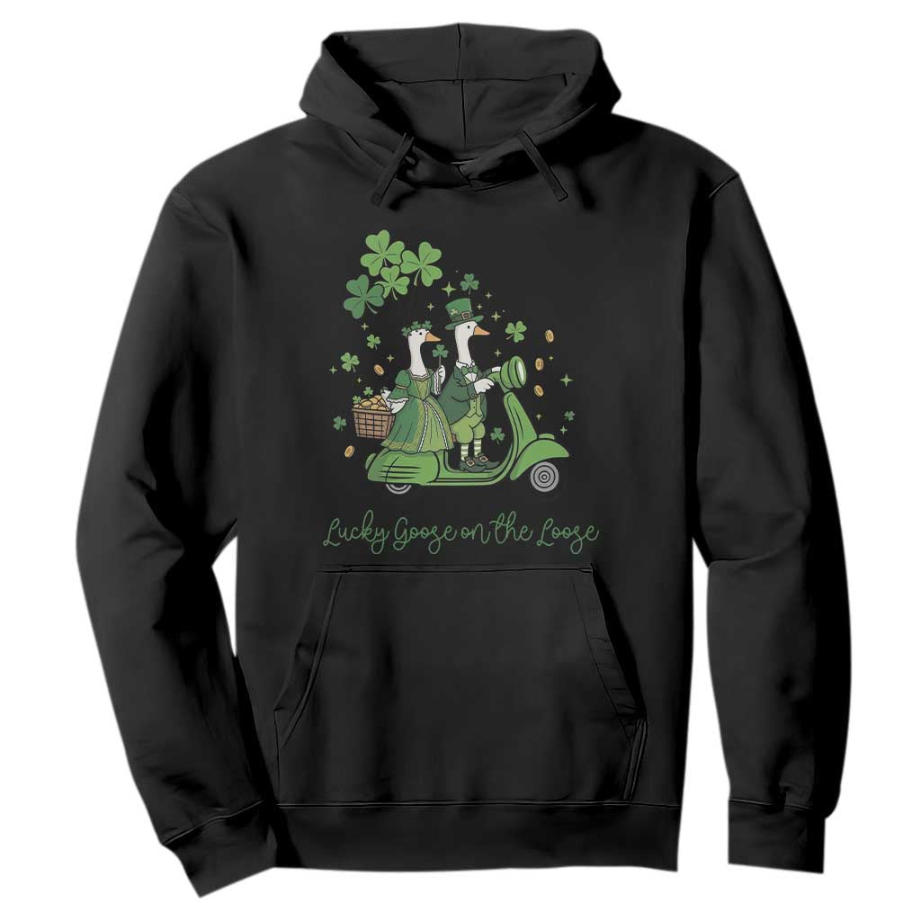 Lucky Goose On The Loose Hoodie St Patricks Day Irish Pride TS12 Black Print Your Wear