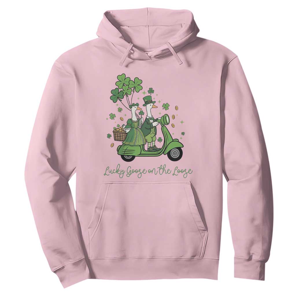Lucky Goose On The Loose Hoodie St Patricks Day Irish Pride TS12 Light Pink Print Your Wear