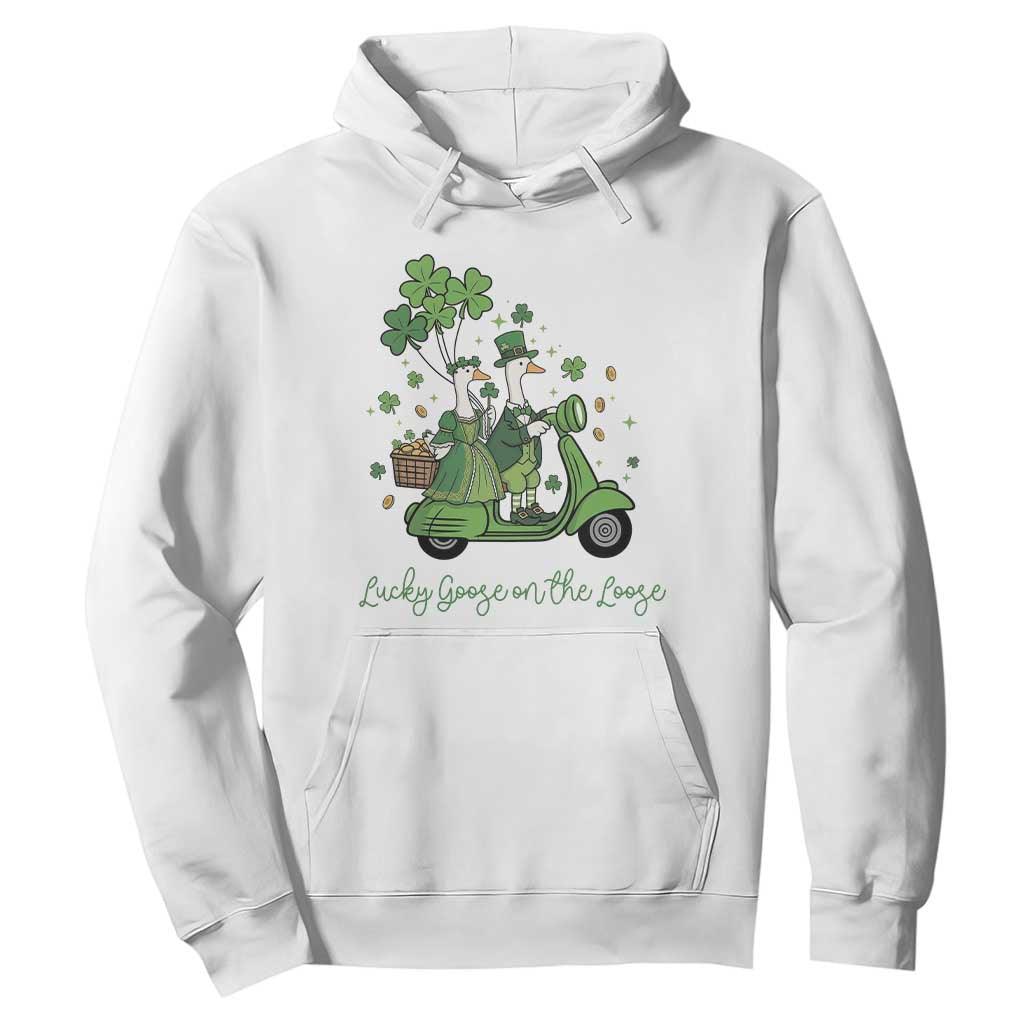 Lucky Goose On The Loose Hoodie St Patricks Day Irish Pride TS12 White Print Your Wear