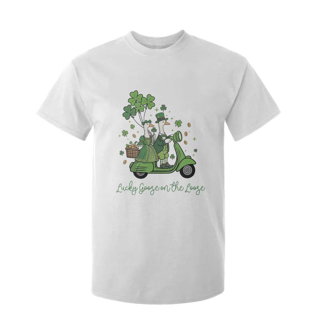 Lucky Goose On The Loose T Shirt For Kid St Patricks Day Irish Pride TS12 White Print Your Wear