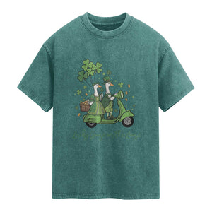 Lucky Goose On The Loose Washed Cotton T-Shirt St Patricks Day Irish Pride