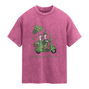 Lucky Goose On The Loose Washed Cotton T-Shirt St Patricks Day Irish Pride