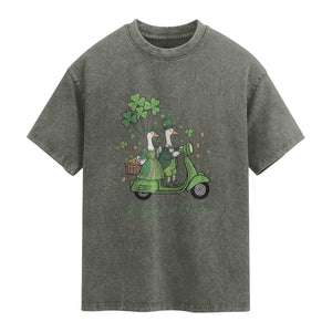 Lucky Goose On The Loose Washed Cotton T-Shirt St Patricks Day Irish Pride