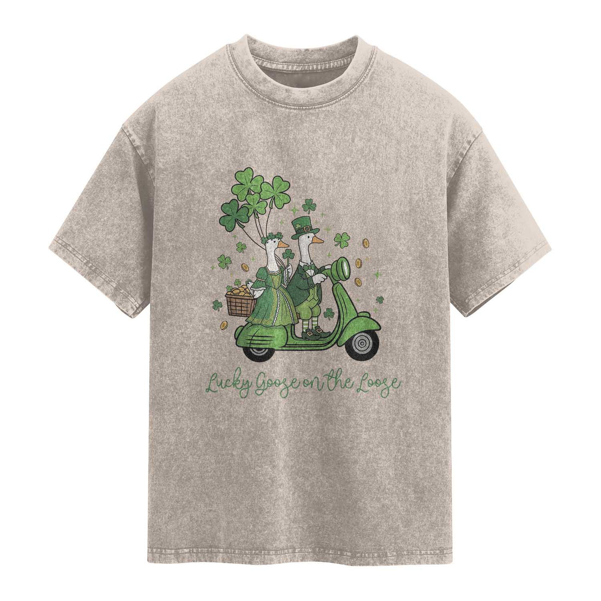 Lucky Goose On The Loose Washed Cotton T-Shirt St Patricks Day Irish Pride