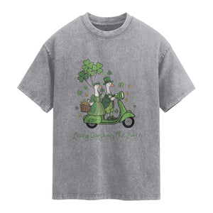 Lucky Goose On The Loose Washed Cotton T-Shirt St Patricks Day Irish Pride