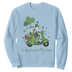 Lucky Goose On The Loose Sweatshirt St Patricks Day Irish Pride TS12 Light Blue Print Your Wear