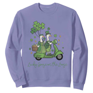 Lucky Goose On The Loose Sweatshirt St Patricks Day Irish Pride TS12 Violet Print Your Wear