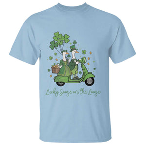 Lucky Goose On The Loose T Shirt St Patricks Day Irish Pride TS12 Light Blue Print Your Wear