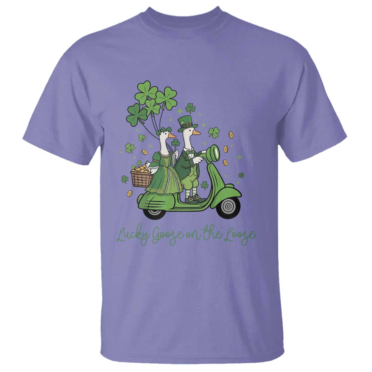 Lucky Goose On The Loose T Shirt St Patricks Day Irish Pride TS12 Violet Print Your Wear