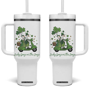 Lucky Goose On The Loose Tumbler With Handle St Patricks Day Irish Pride TS12 One Size: 40 oz White Print Your Wear