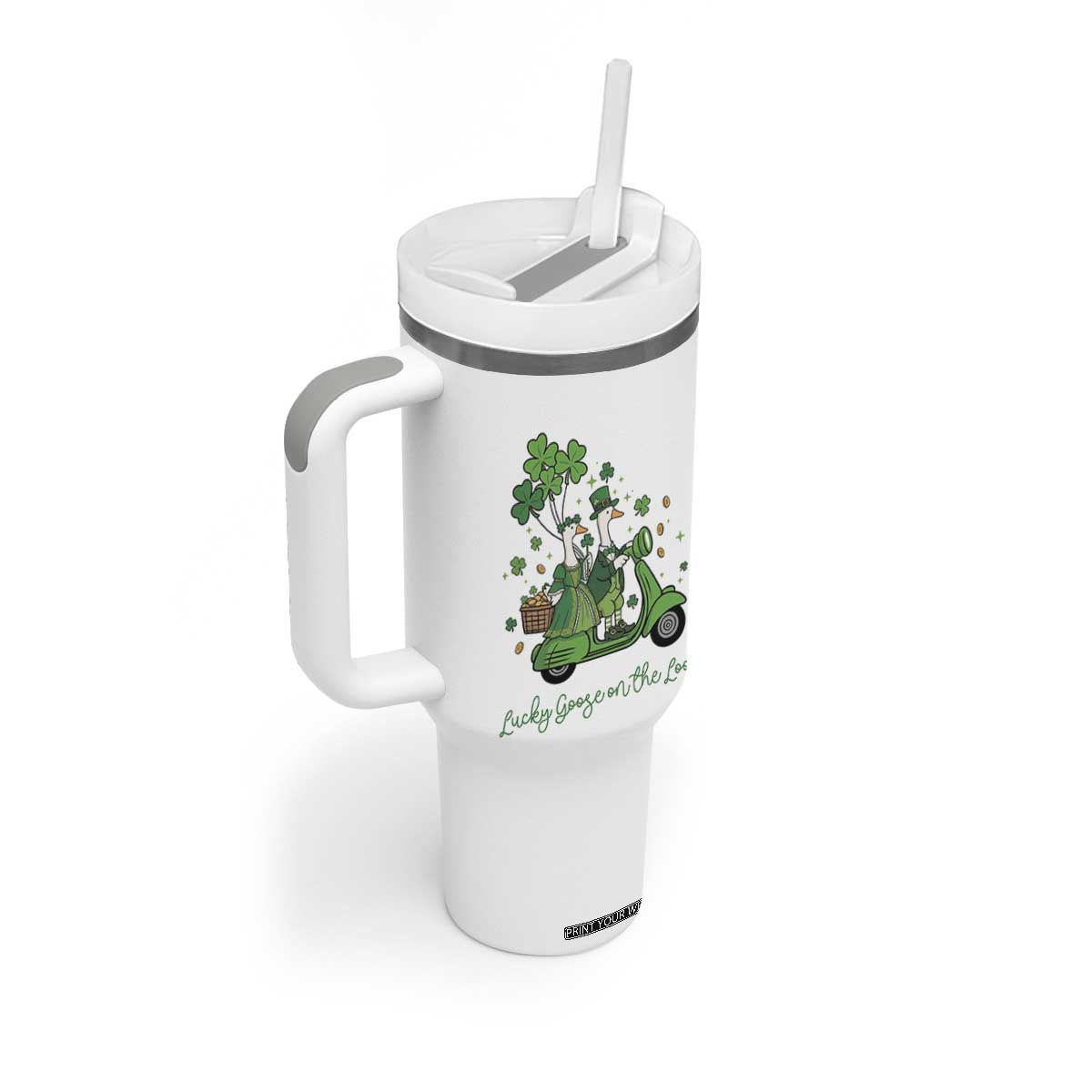 Lucky Goose On The Loose Tumbler With Handle St Patricks Day Irish Pride TS12 Print Your Wear