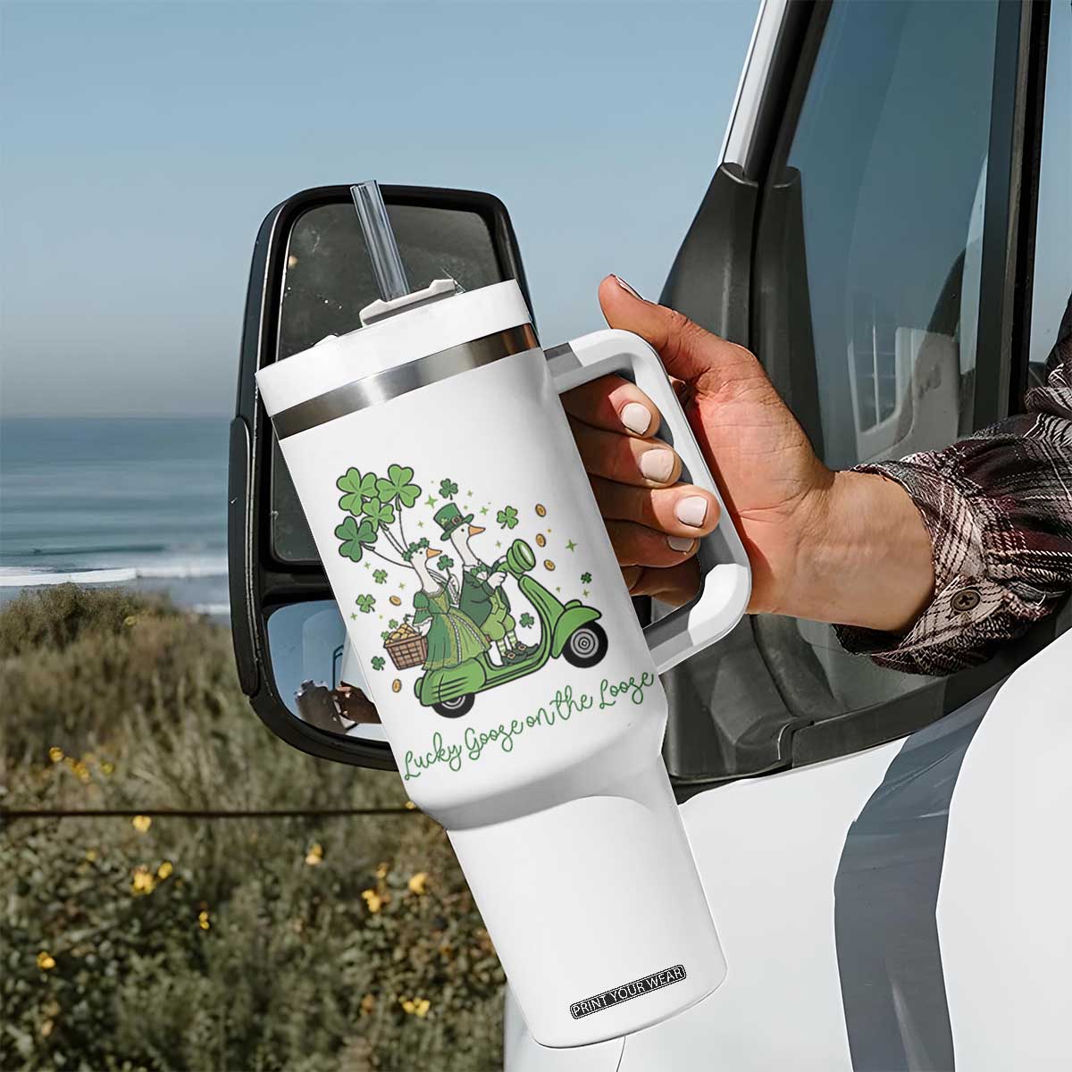 Lucky Goose On The Loose Tumbler With Handle St Patricks Day Irish Pride TS12 Print Your Wear