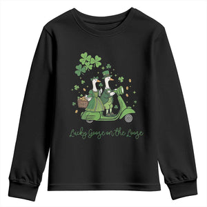 Lucky Goose On The Loose Youth Sweatshirt St Patricks Day Irish Pride TS12 Black Print Your Wear