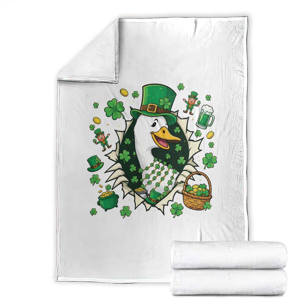 Funny Silly Irish Goose Throw Blanket St Patricks Day Celebration TS12 White Print Your Wear