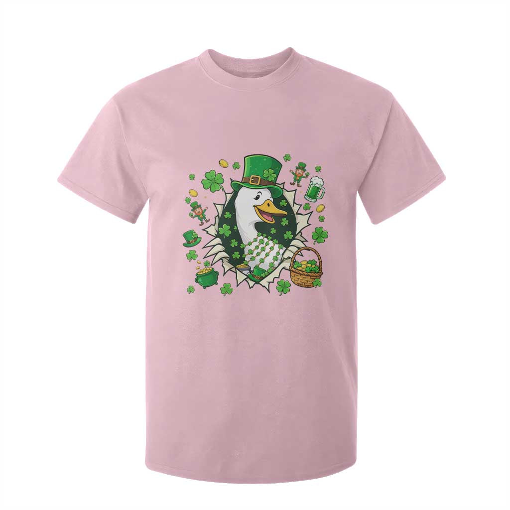 Funny Silly Irish Goose T Shirt For Kid St Patricks Day Celebration TS12 Light Pink Print Your Wear