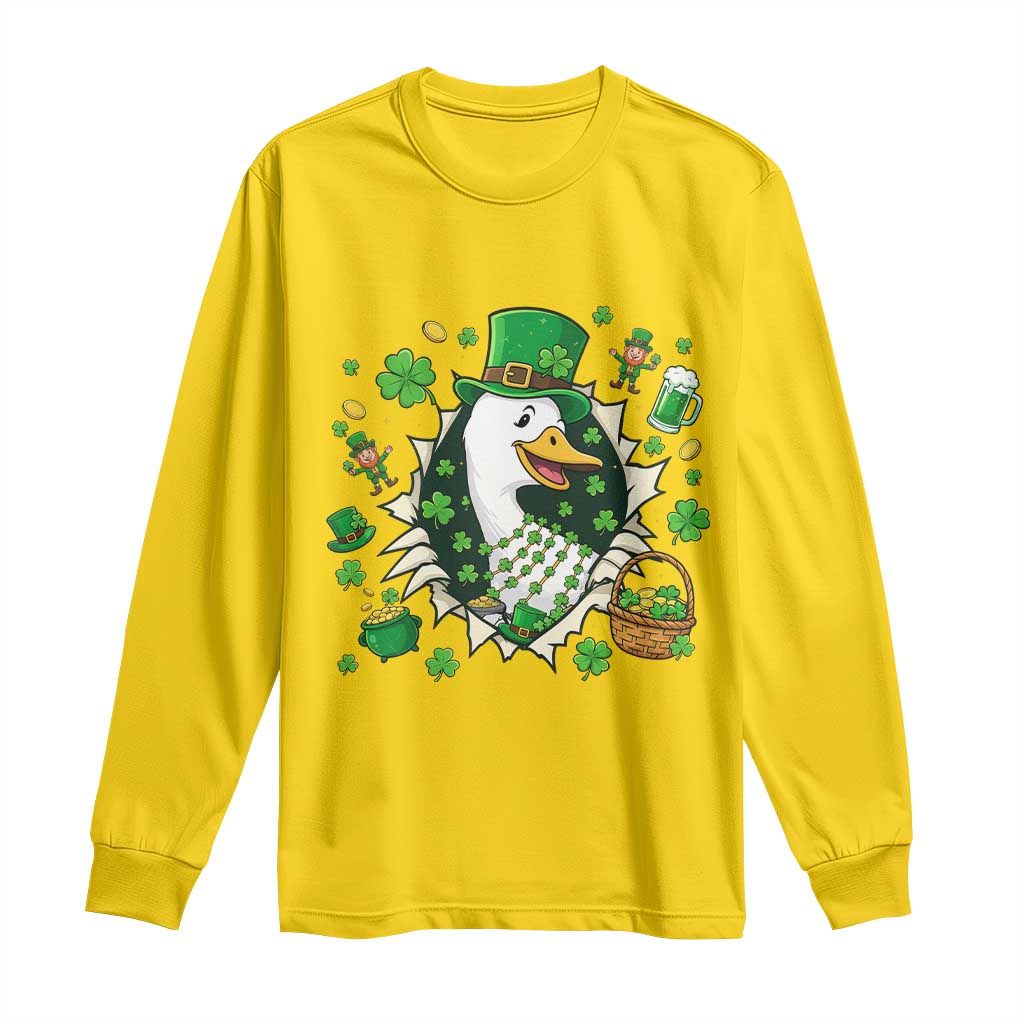 Funny Silly Irish Goose Long Sleeve Shirt St Patricks Day Celebration TS12 Daisy Print Your Wear